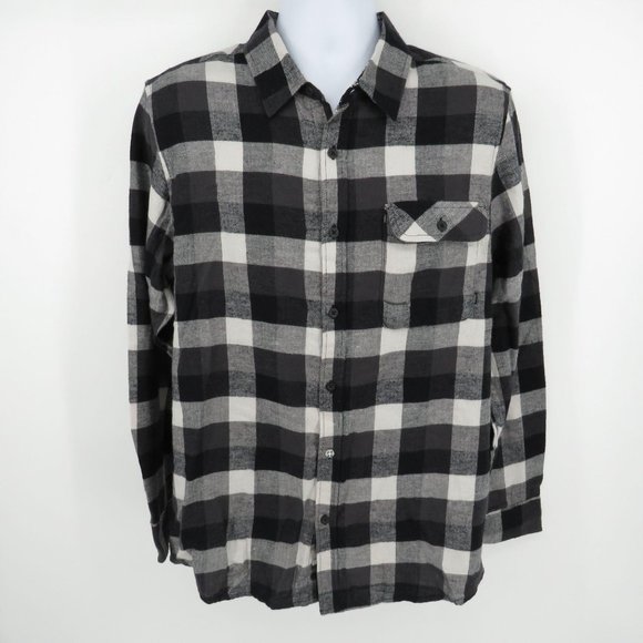 Amplify Mens Button Up Black White Flannel Shirt Large NWT $38 - Picture 1 of 4